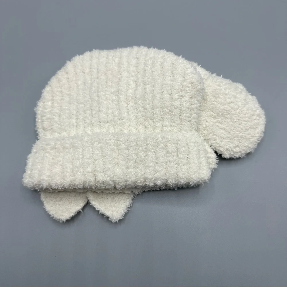 Toby & Me Soft Winter Bow Beanie Hat Mittens Set Size 6-12 Months White